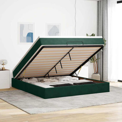 Ottoman-Bett mit Matratze Dunkelgrün 180x200 cm Samt