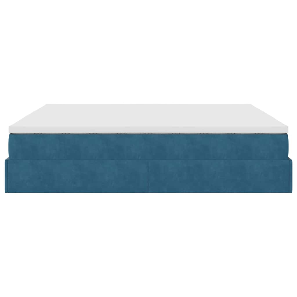 Ottoman bed with mattress dark blue 180x200 cm velvet