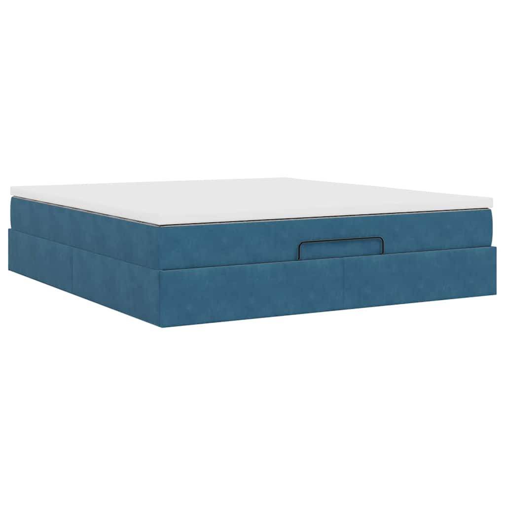 Ottoman bed with mattress dark blue 180x200 cm velvet