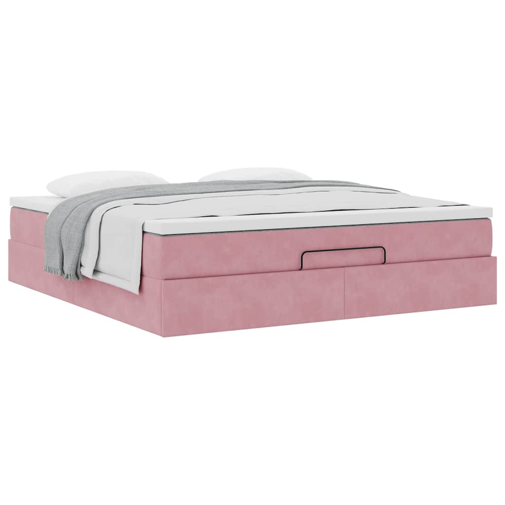Ottoman-Bett mit Matratze Rosa 180x200 cm Samt