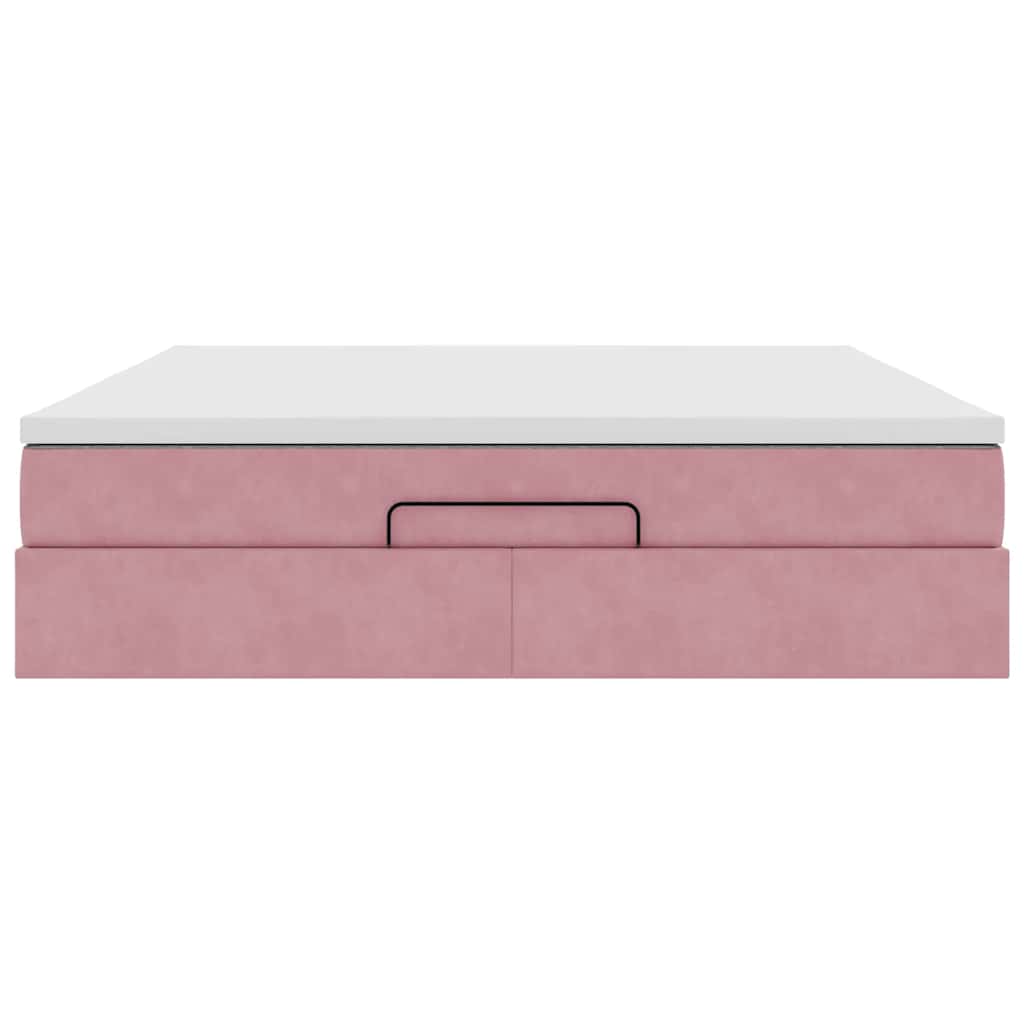 Ottoman-Bett mit Matratze Rosa 180x200 cm Samt