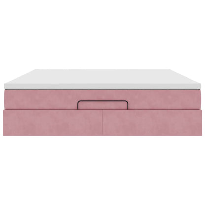 Ottoman-Bett mit Matratze Rosa 180x200 cm Samt