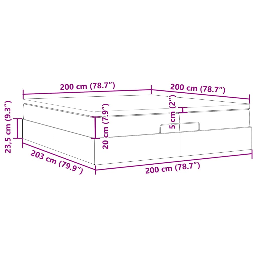 Ottoman-Bett mit Matratzen Hellgrau 200x200 cm Samt