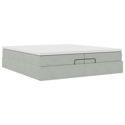Ottoman-Bett mit Matratzen Hellgrau 200x200 cm Samt