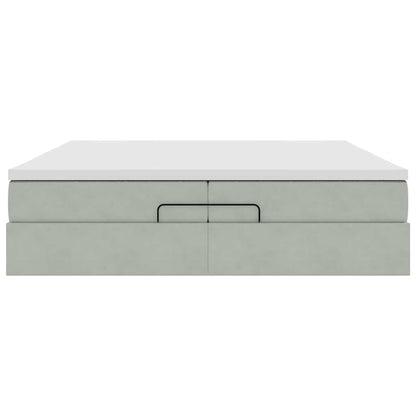 Ottoman-Bett mit Matratzen Hellgrau 200x200 cm Samt
