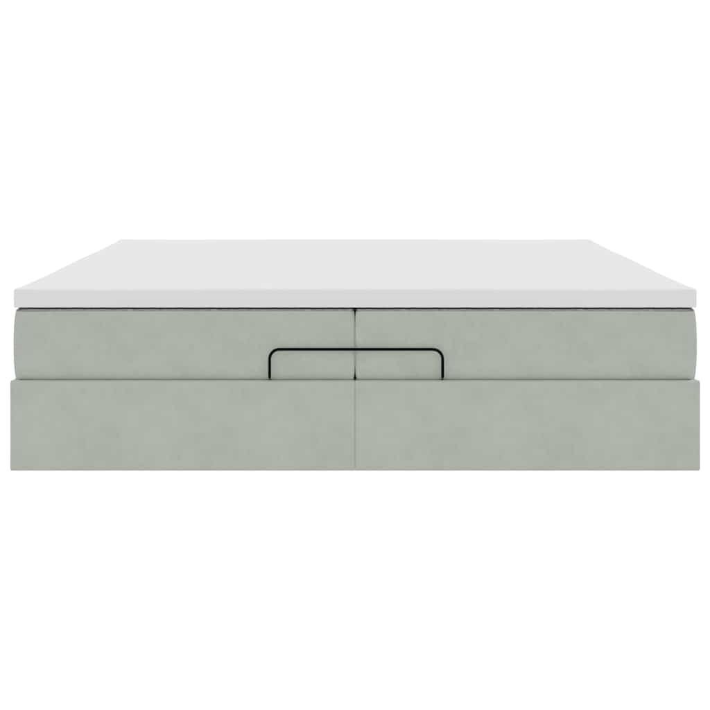 Ottoman-Bett mit Matratzen Hellgrau 200x200 cm Samt