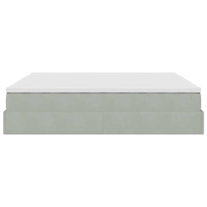 Ottoman-Bett mit Matratzen Hellgrau 200x200 cm Samt