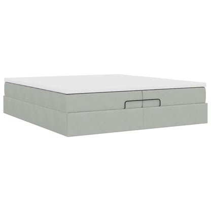 Ottoman-Bett mit Matratzen Hellgrau 200x200 cm Samt