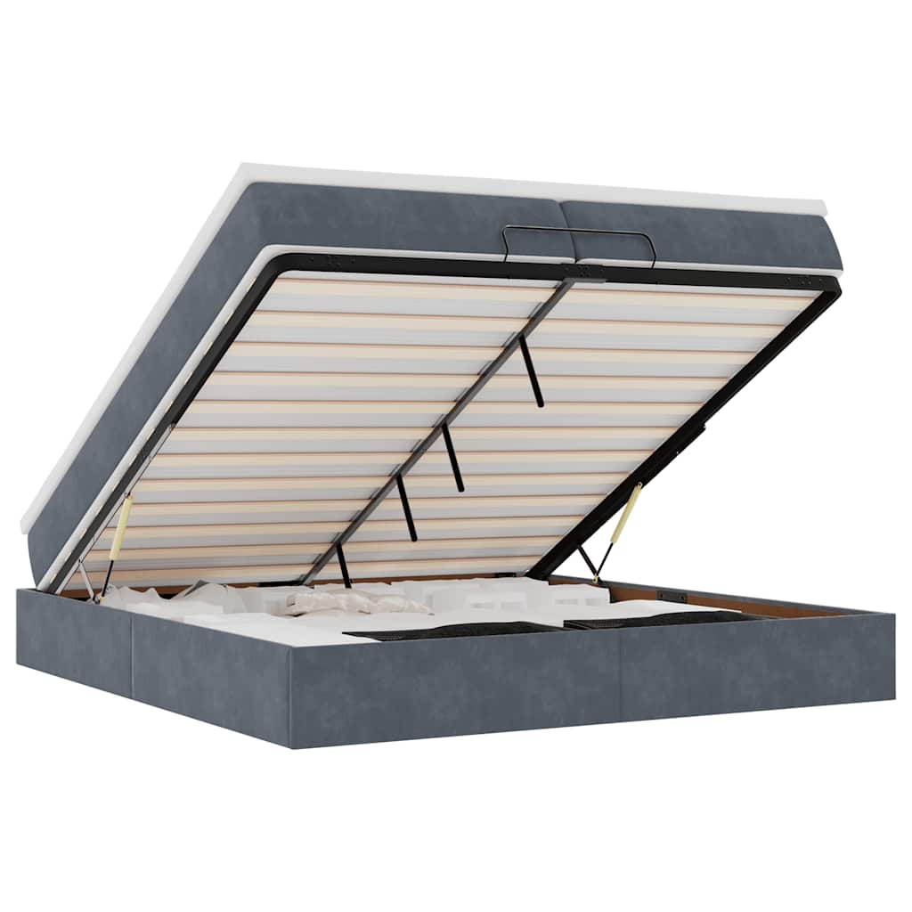 Ottoman-Bett mit Matratzen Dunkelgrau 200x200 cm Samt