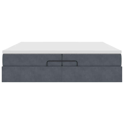Ottoman-Bett mit Matratzen Dunkelgrau 200x200 cm Samt