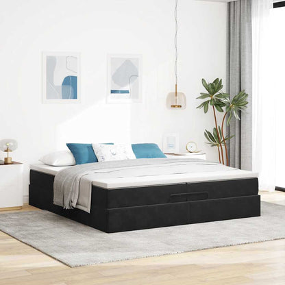 Ottoman-Bett mit Matratzen Schwarz 200x200 cm Samt