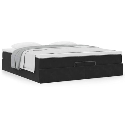 Ottoman-Bett mit Matratzen Schwarz 200x200 cm Samt