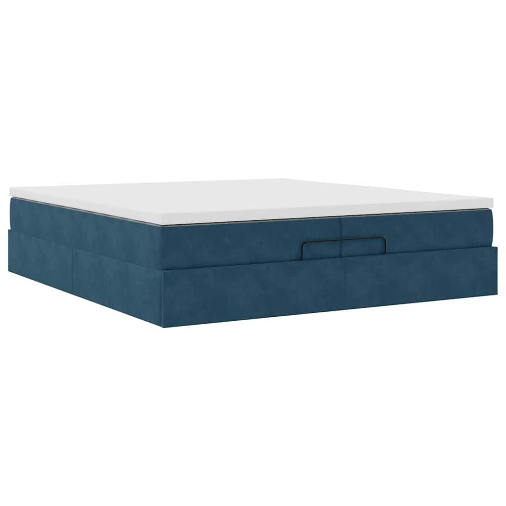 Ottoman-Bett mit Matratzen Dunkelblau 200x200 cm Samt