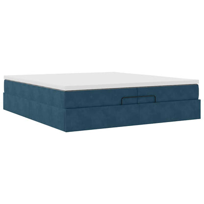 Ottoman-Bett mit Matratzen Dunkelblau 200x200 cm Samt