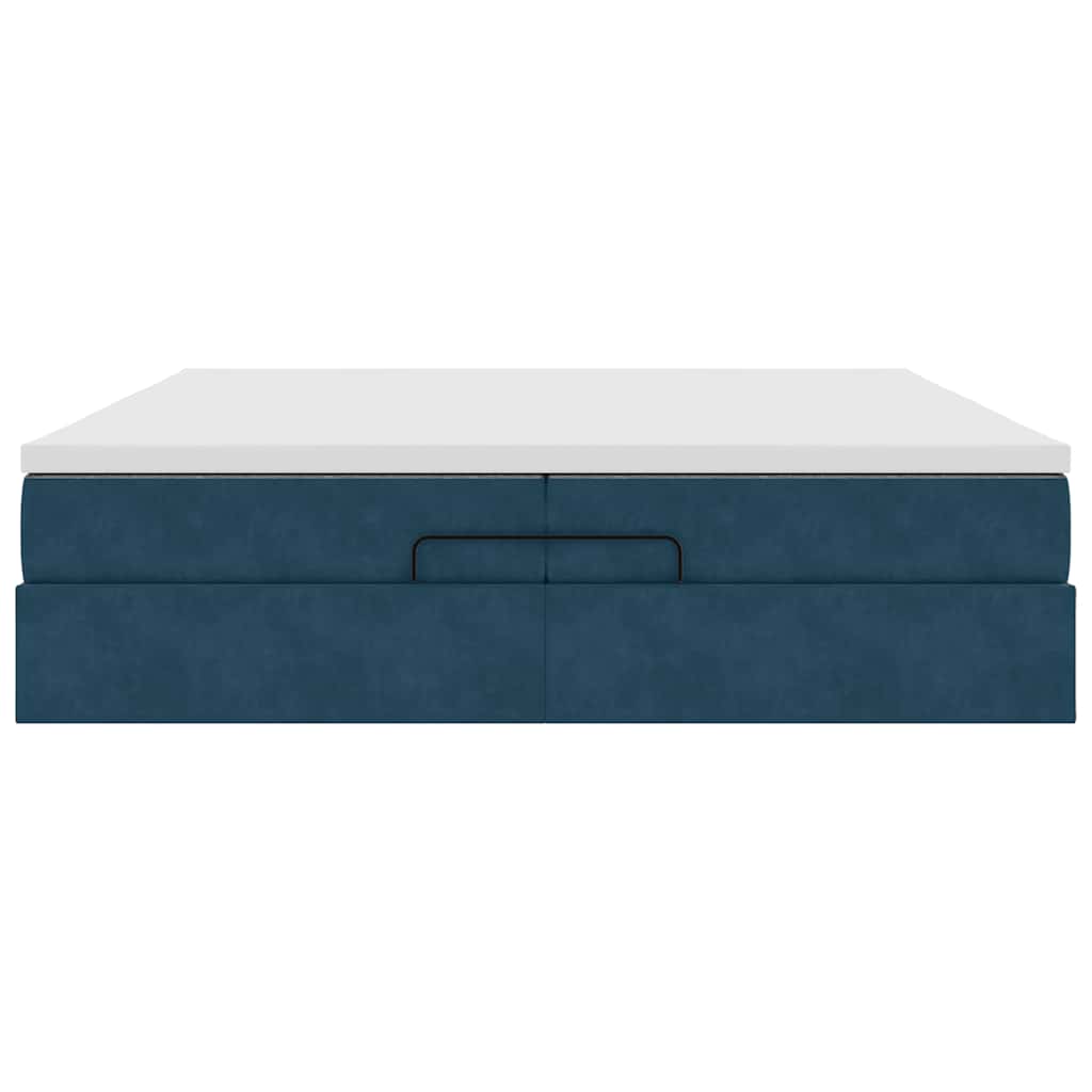 Ottoman-Bett mit Matratzen Dunkelblau 200x200 cm Samt