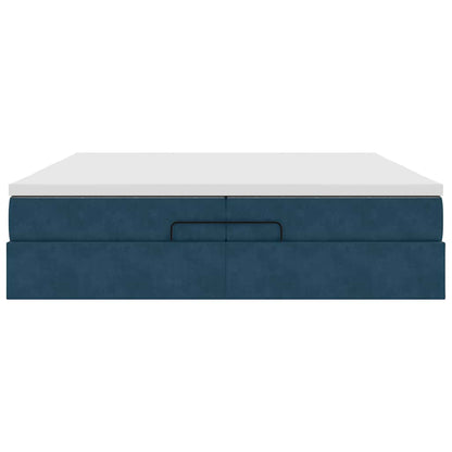 Ottoman-Bett mit Matratzen Dunkelblau 200x200 cm Samt
