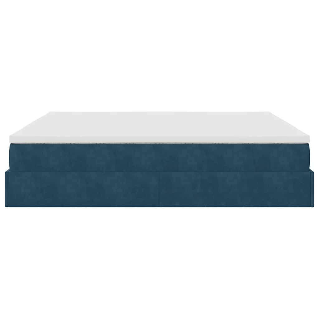 Ottoman-Bett mit Matratzen Dunkelblau 200x200 cm Samt