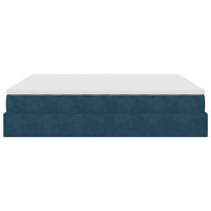 Ottoman-Bett mit Matratzen Dunkelblau 200x200 cm Samt