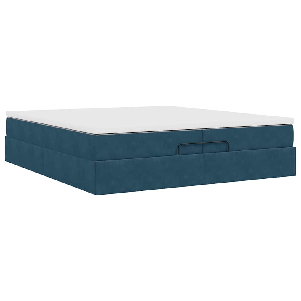 Ottoman-Bett mit Matratzen Dunkelblau 200x200 cm Samt