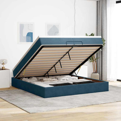 Ottoman-Bett mit Matratzen Dunkelblau 200x200 cm Samt
