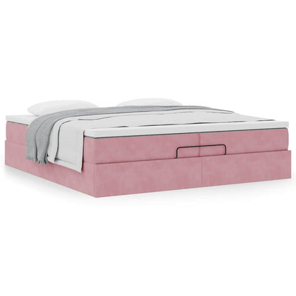 Ottoman-Bett mit Matratzen Rosa 200x200 cm Samt