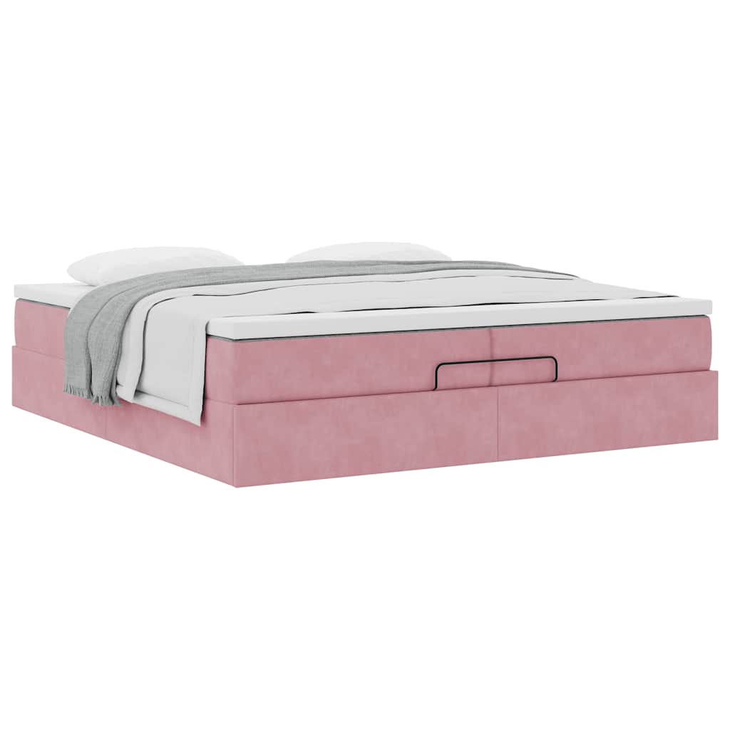 Ottoman-Bett mit Matratzen Rosa 200x200 cm Samt