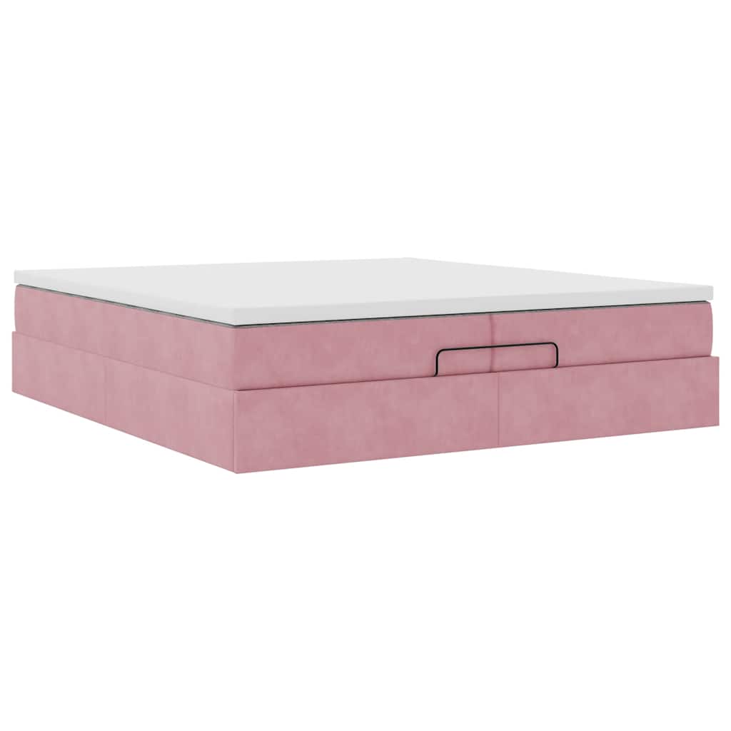 Ottoman-Bett mit Matratzen Rosa 200x200 cm Samt