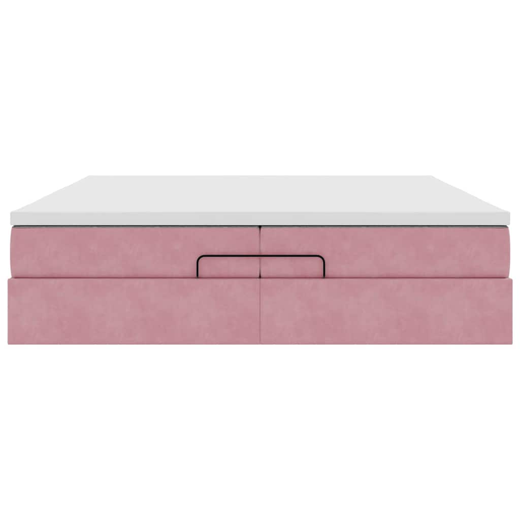 Ottoman-Bett mit Matratzen Rosa 200x200 cm Samt