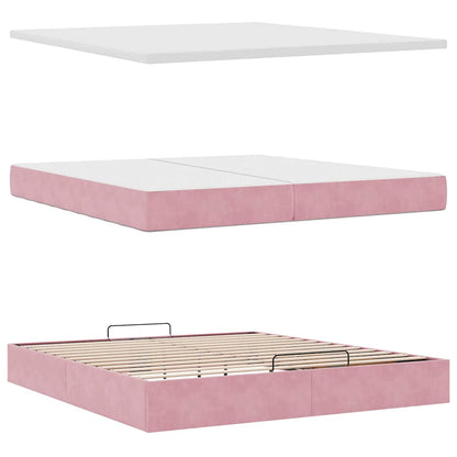 Ottoman-Bett mit Matratzen Rosa 200x200 cm Samt
