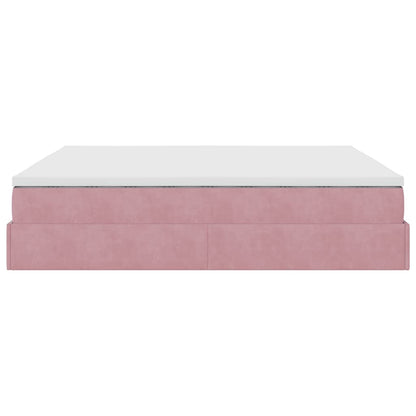 Ottoman-Bett mit Matratzen Rosa 200x200 cm Samt