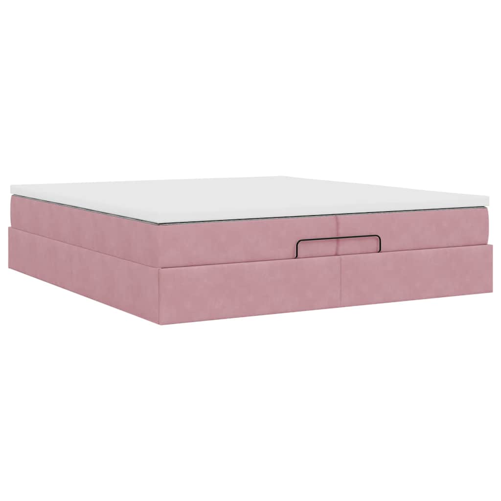Ottoman-Bett mit Matratzen Rosa 200x200 cm Samt