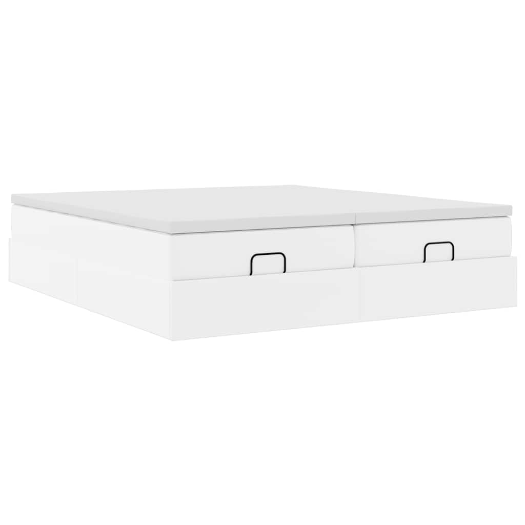 Ottoman-Bett mit Matratzen Weiß 160x200 cm Kunstleder