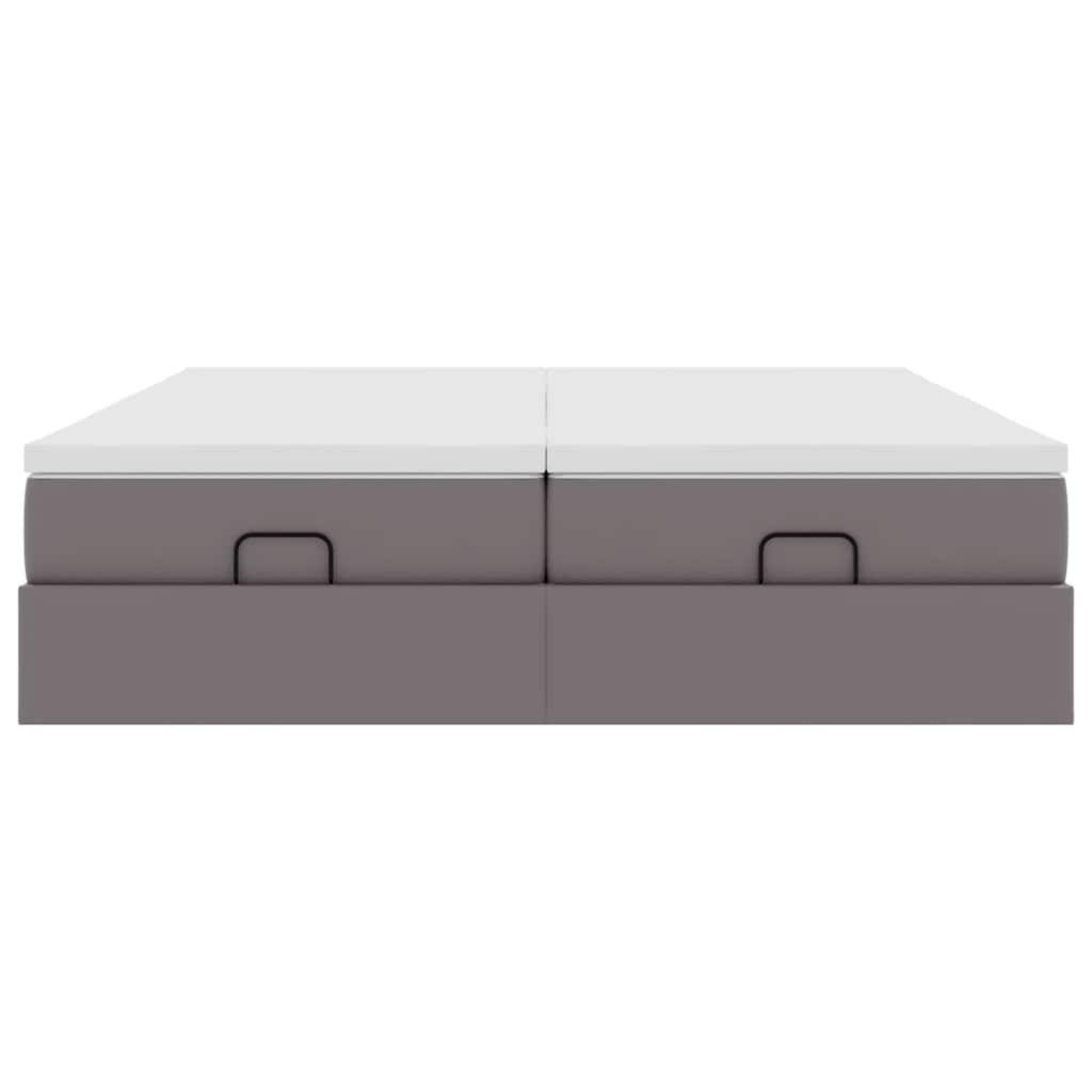 Ottoman-Bett mit Matratzen Grau 180x200 cm Kunstleder