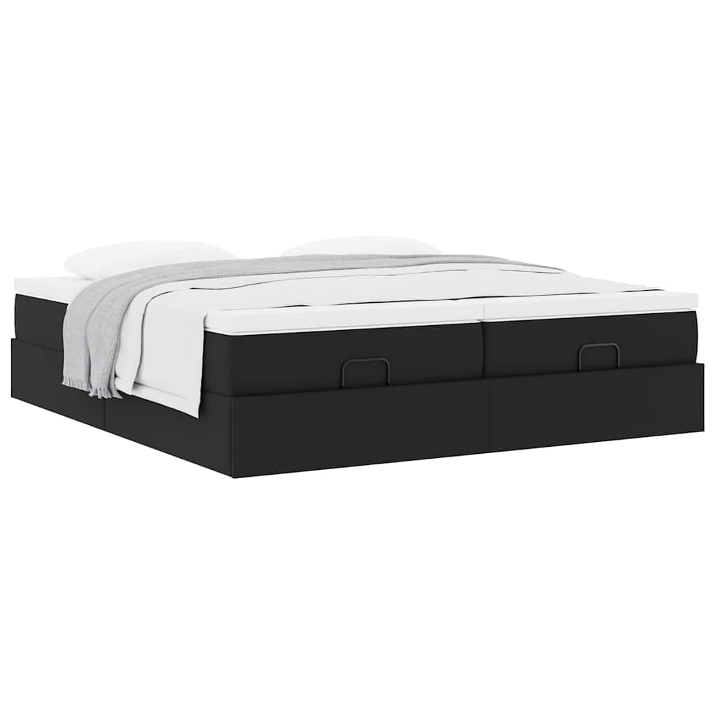 Ottoman bed with mattresses black 200x200 cm artificial leather