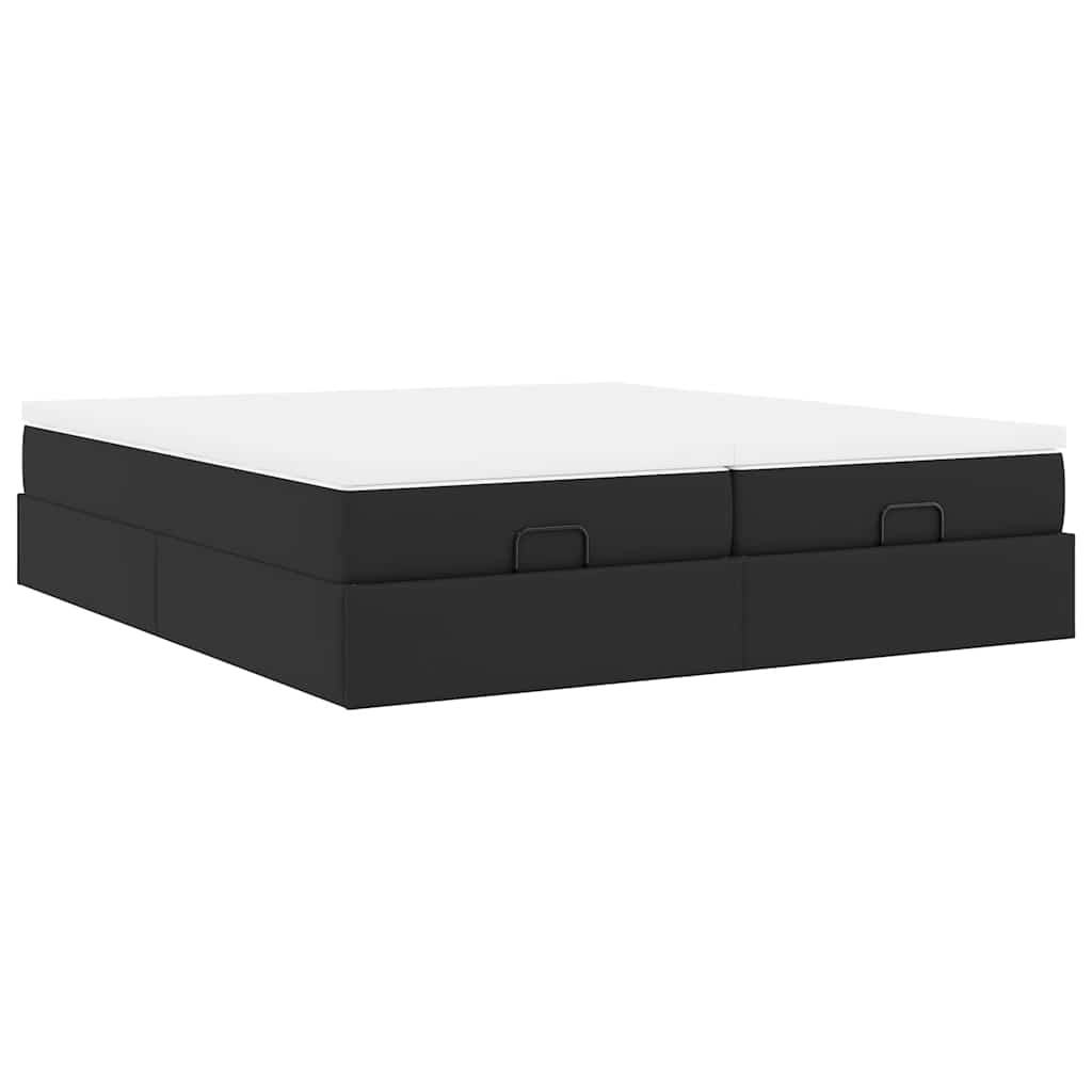 Ottoman bed with mattresses black 200x200 cm artificial leather