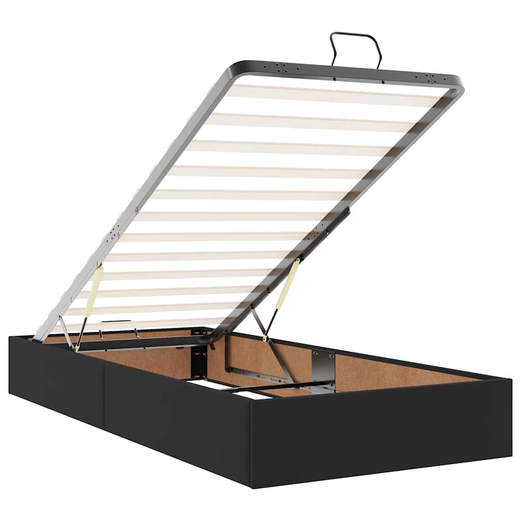 Ottoman bed with mattresses black 200x200 cm artificial leather