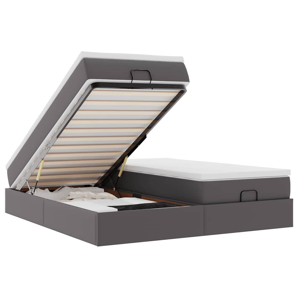 Ottoman-Bett mit Matratzen Grau 200x200 cm Kunstleder