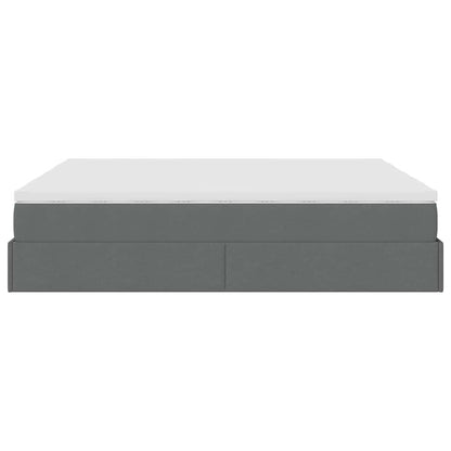 Ottoman-Bett mit Matratzen Dunkelgrau 160x200 cm Stoff