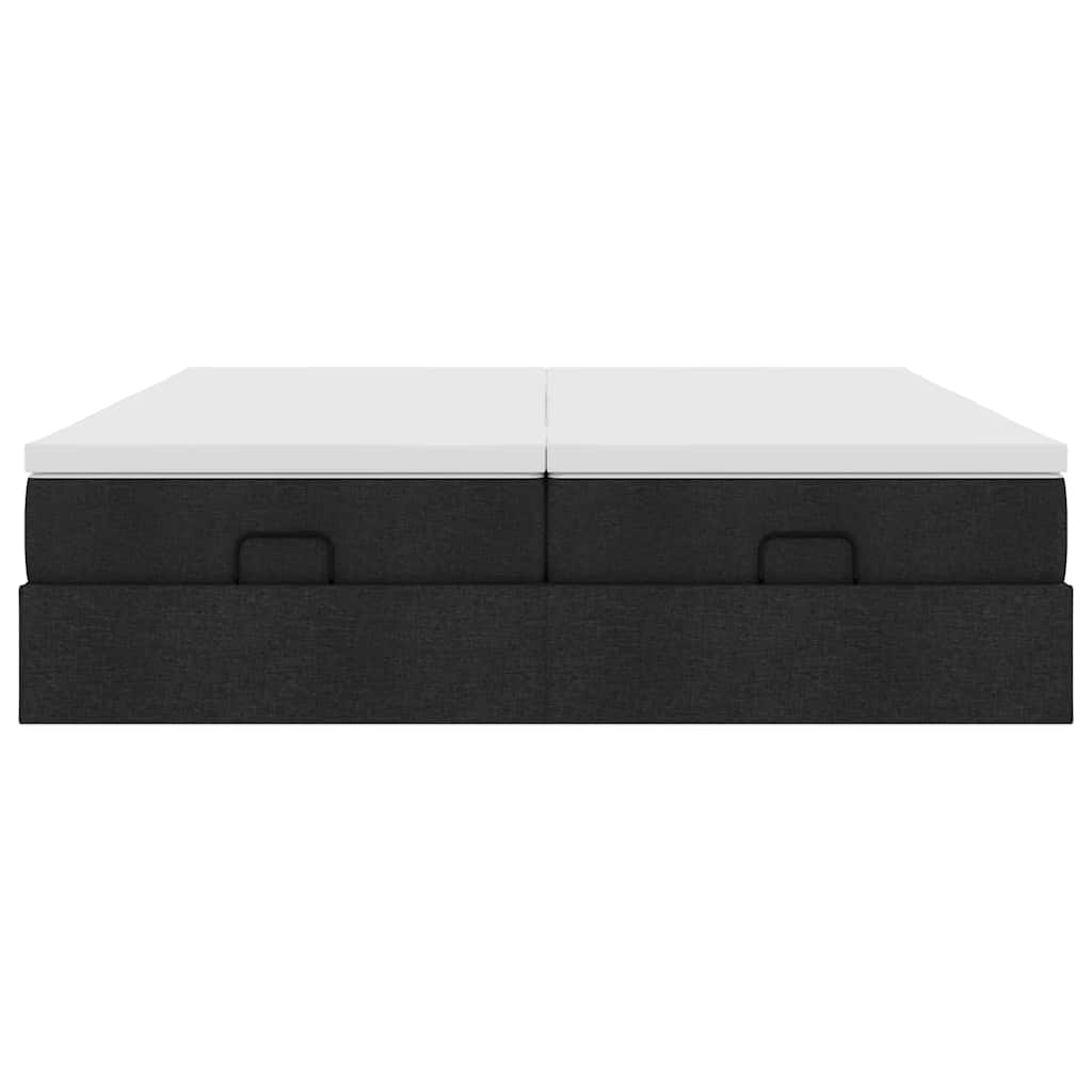 Ottoman-Bett mit Matratzen Schwarz 160x200 cm Stoff