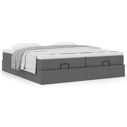 Ottoman-Bett mit Matratzen Dunkelgrau 180x200 cm Stoff