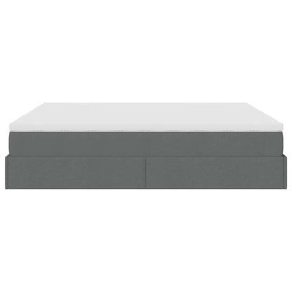 Ottoman-Bett mit Matratzen Dunkelgrau 180x200 cm Stoff