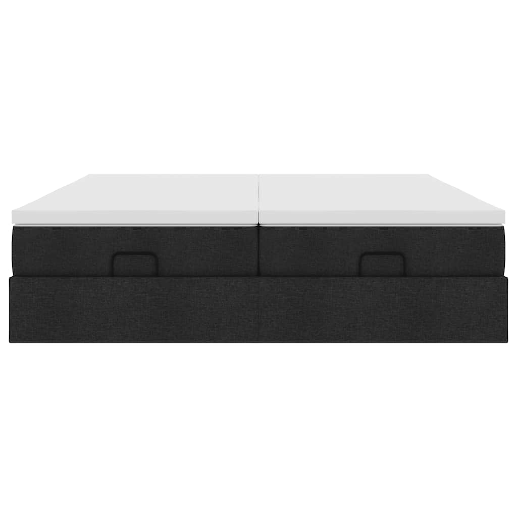 Ottoman bed with mattresses black 180x200 cm fabric