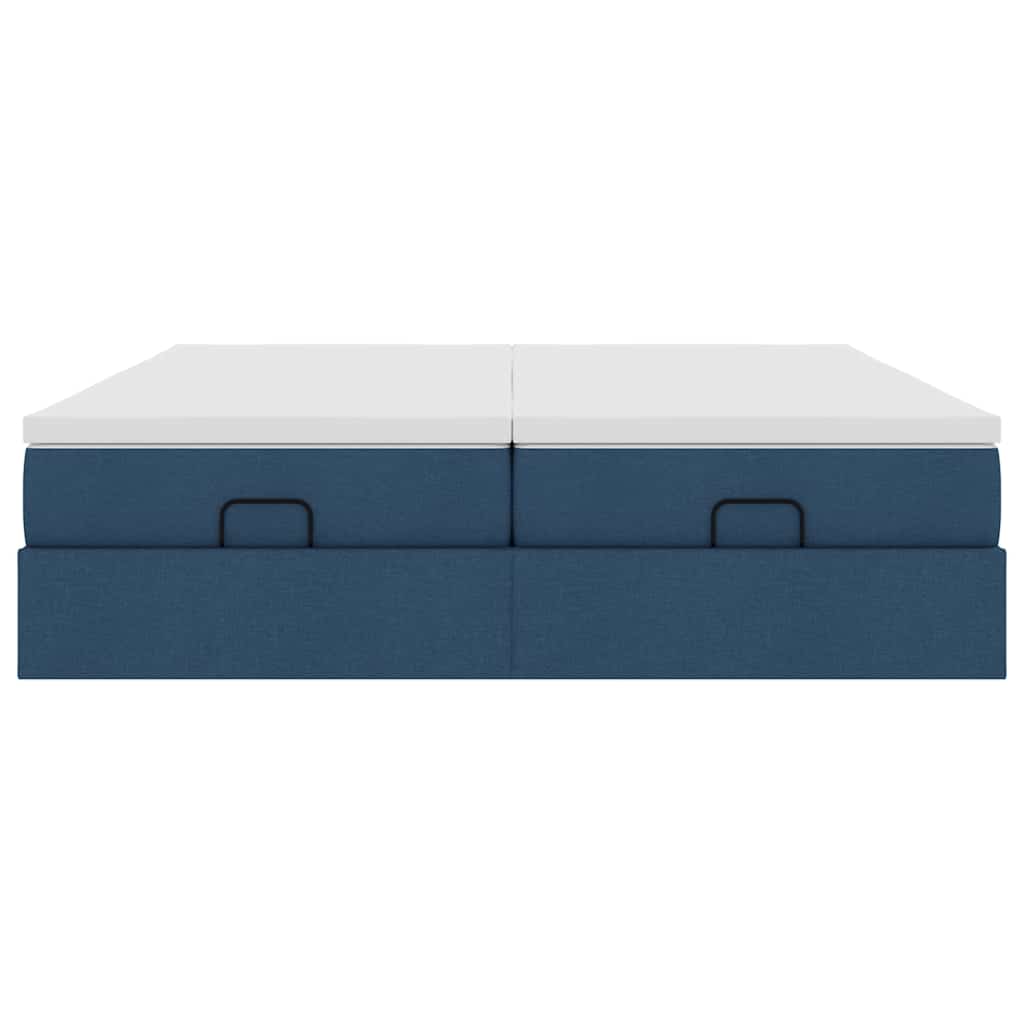 Ottoman-Bett mit Matratzen Blau 180x200 cm Stoff