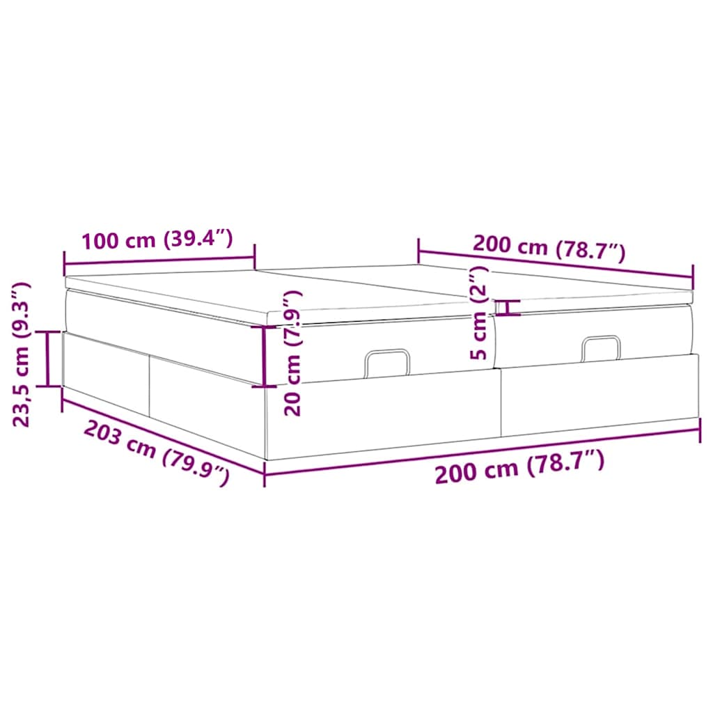 Ottoman-Bett mit Matratzen Hellgrau 200x200 cm Stoff