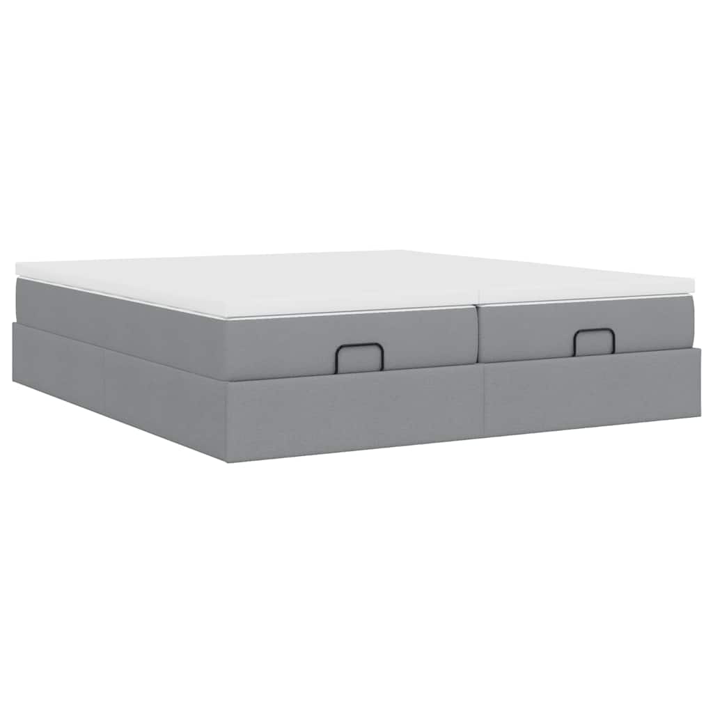 Ottoman bed with mattress light grey 200x200 cm fabric