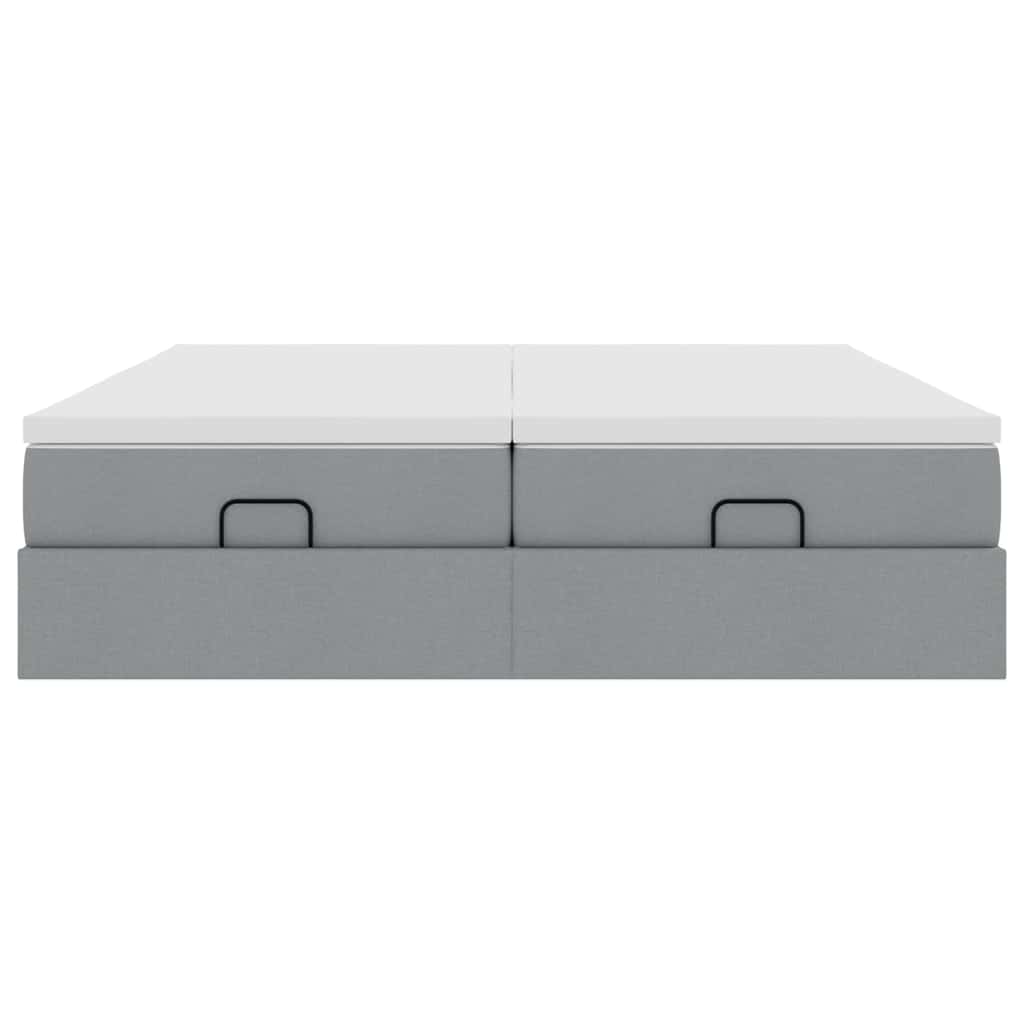 Ottoman bed with mattress light grey 200x200 cm fabric