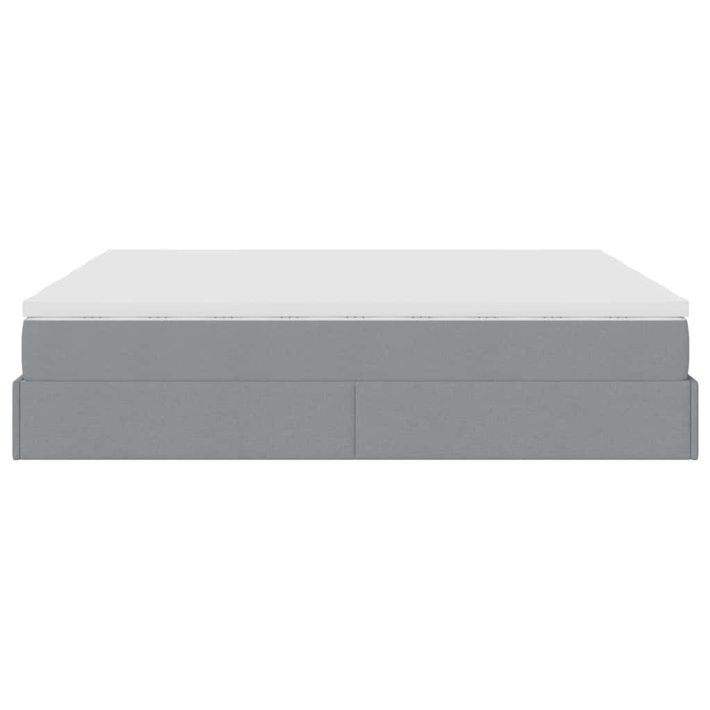 Ottoman bed with mattress light grey 200x200 cm fabric