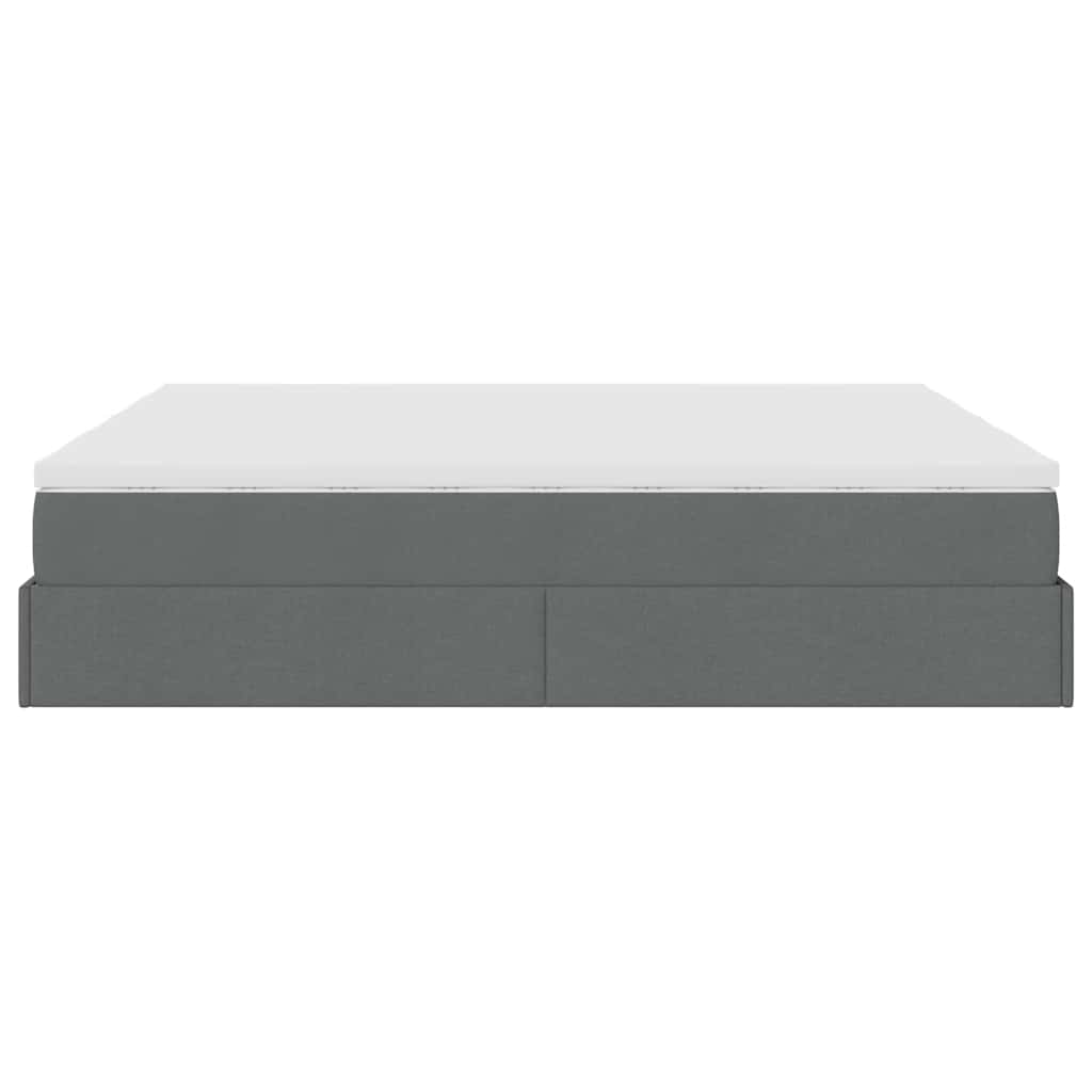 Lit ottoman avec matelas en tissu gris foncé 200x200 cm