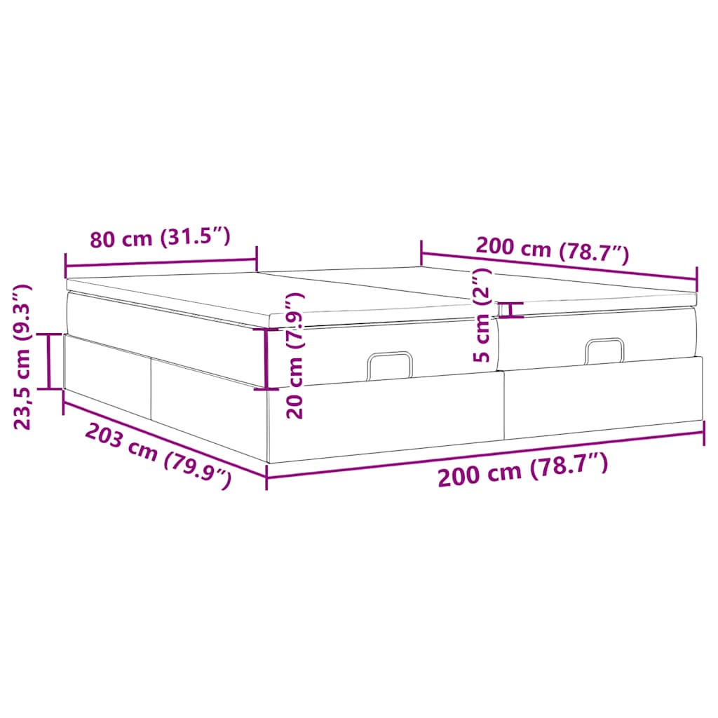 Ottoman-Bett mit Matratzen Schwarz 200x200 cm Stoff