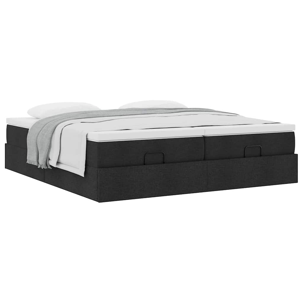 Ottoman bed with mattresses black 200x200 cm fabric